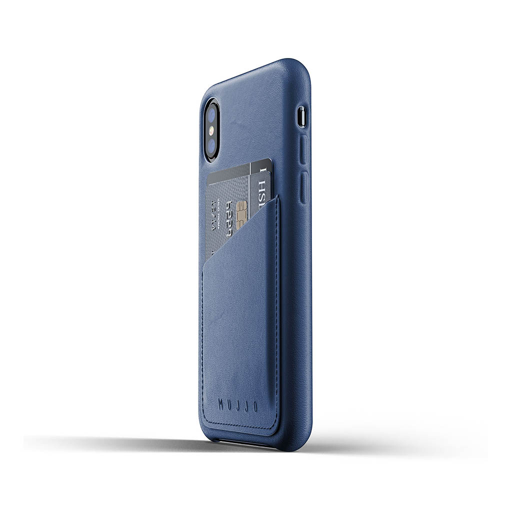 UTGÅTT
Mujjo plånboksfodral av äkta läder för iPhone X/XS - Blå