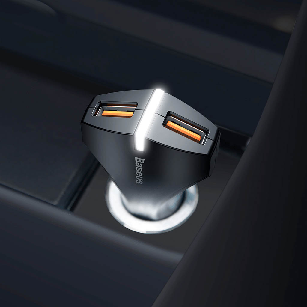 BASEUS
Baseus Small Rocket Quick Charge 3.0 Med Dubbla-USB bil laddare - Svart