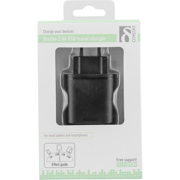 UTGÅTT
DELTACO Väggladdare, 230V till 5V USB, 4,8A, 2xUSB-portar