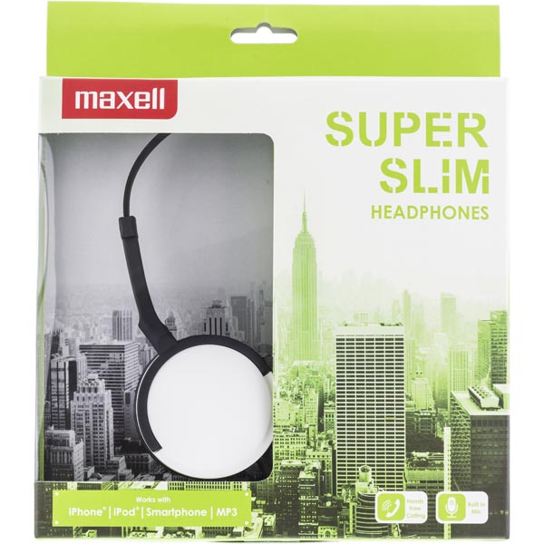 Maxell
Maxell Super Slim Hörlurar, integrerad mikrofon på kabeln - Vit
