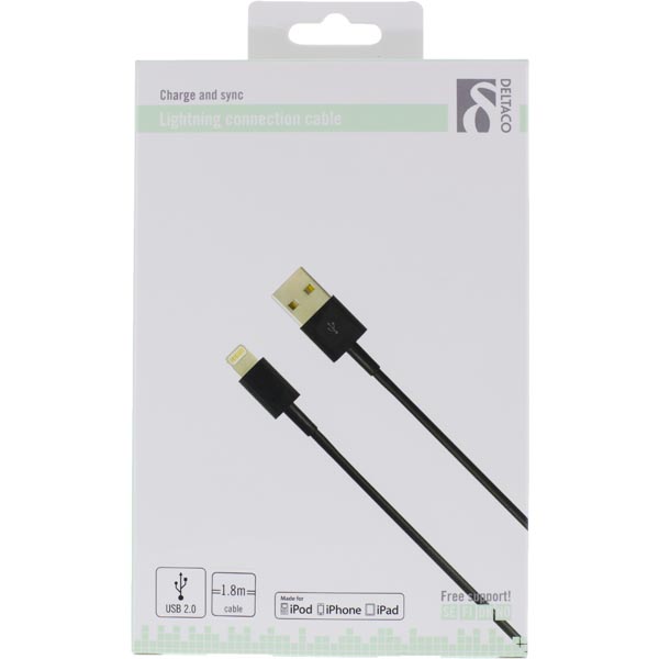 Deltaco
Deltaco lightning kabel till iPad, iPhone och iPod, 2m, MFi - Svart