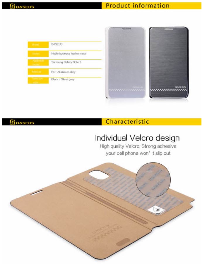 BASEUS - BASEUS väska till Samsung Galaxy Note 3 (Silver)