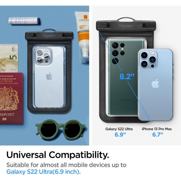 Spigen - Spigen Universala Vattentät Mobilväskor A601 - Svart