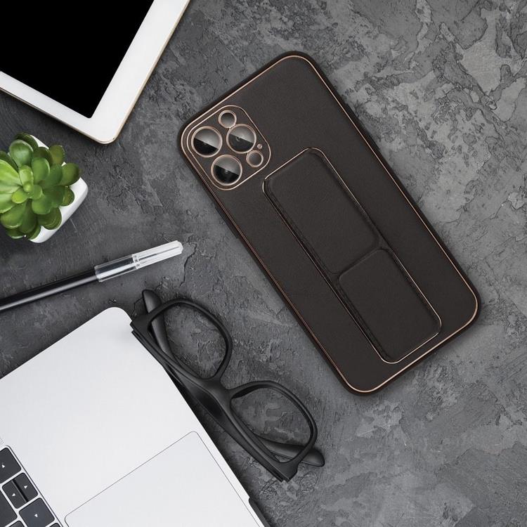 Forcell - Forcell Galaxy S21 FE Skal Kickstand Läder - Svart