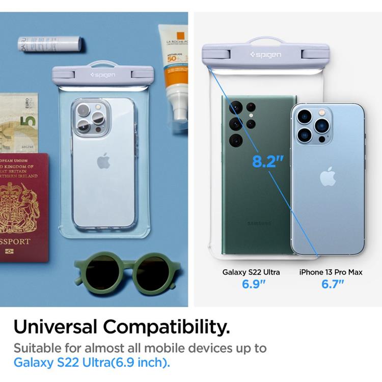 Spigen - Spigen 2-Pack Universala Vattentät Mobilväskor A601 - Aqua Blå