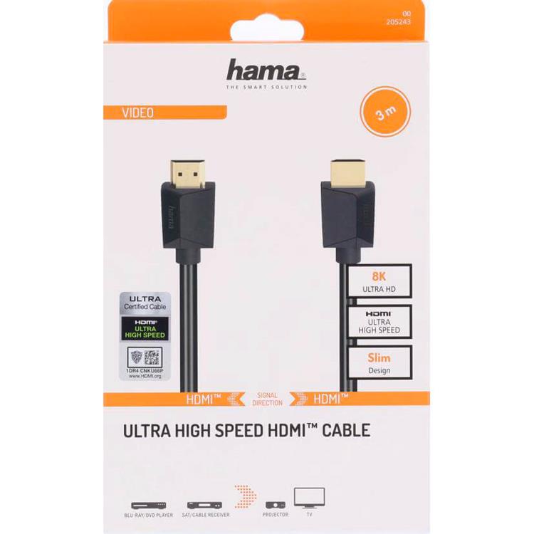 Hama - Hama HDMI Kabel High Speed 8K 48 Gbit/s 3m - Svart