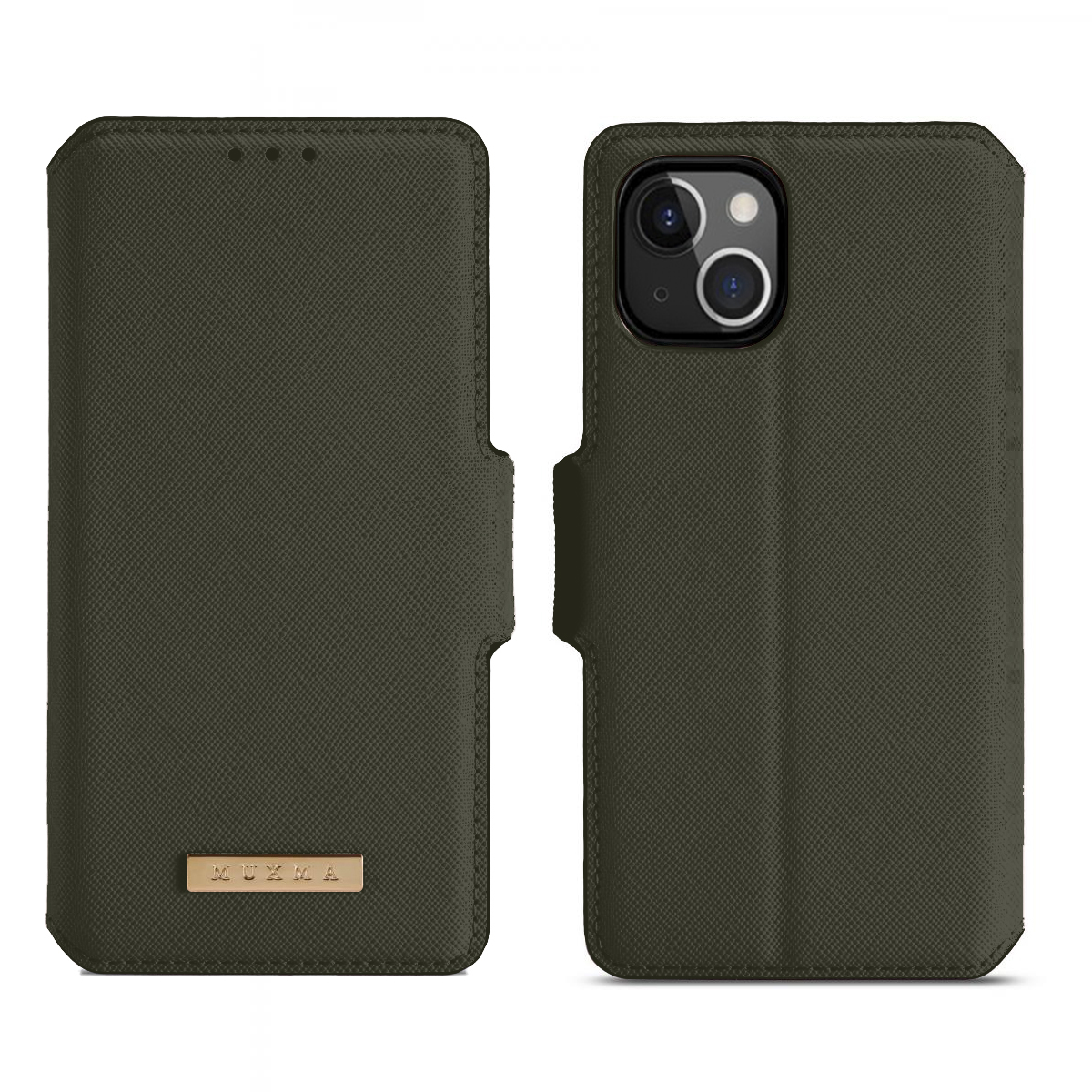 A-One Brand - Muxma Saffiano Plånboksfodral till iPhone 13 Pro - Grön