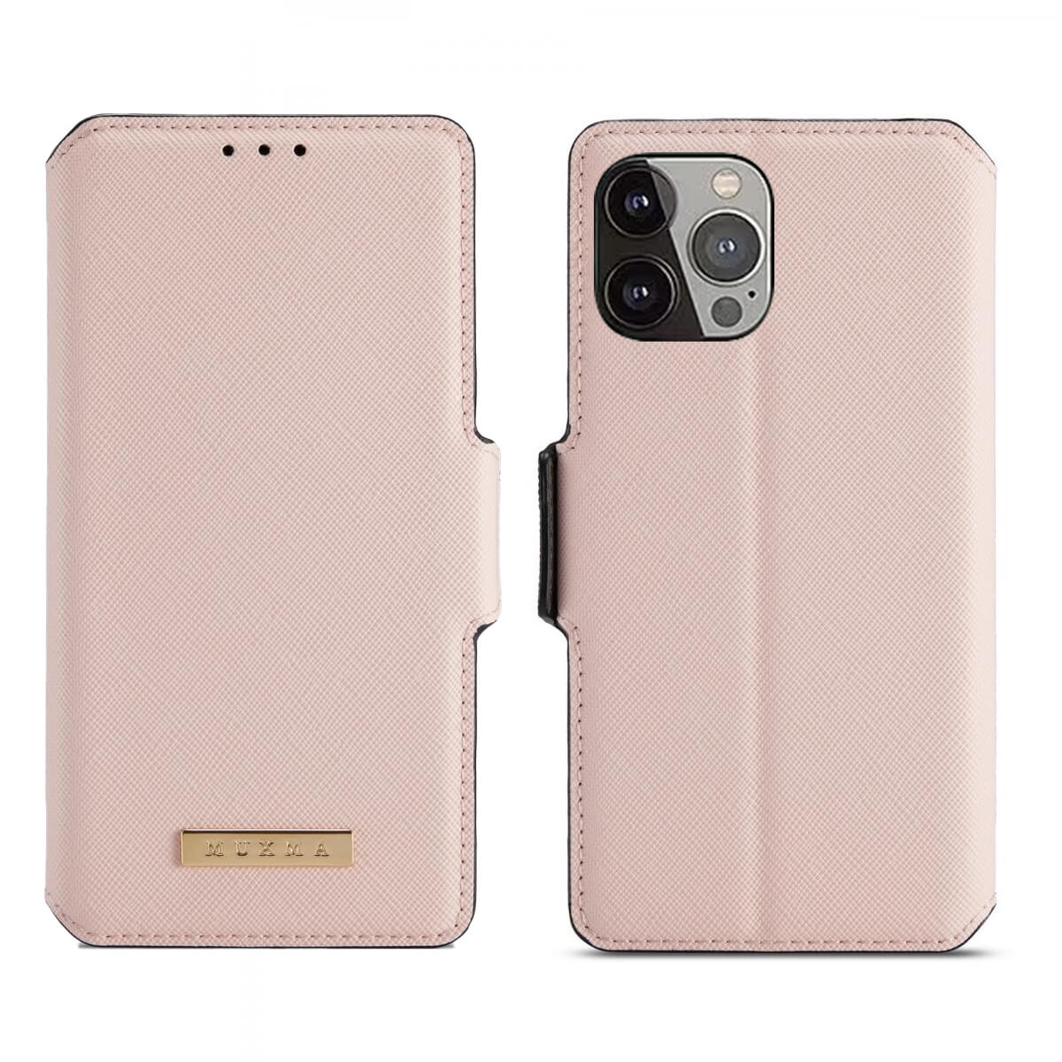 A-One Brand - Muxma Saffiano Plånboksfodral till iPhone 13 Pro Max - Rosa