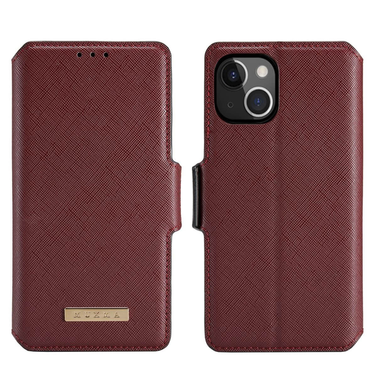 A-One Brand - Muxma Saffiano Plånboksfodral till iPhone 13 - Röd