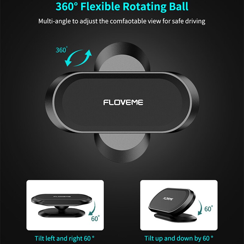 Floveme - Floveme universal mobilhållare - Magnetisk - Svart