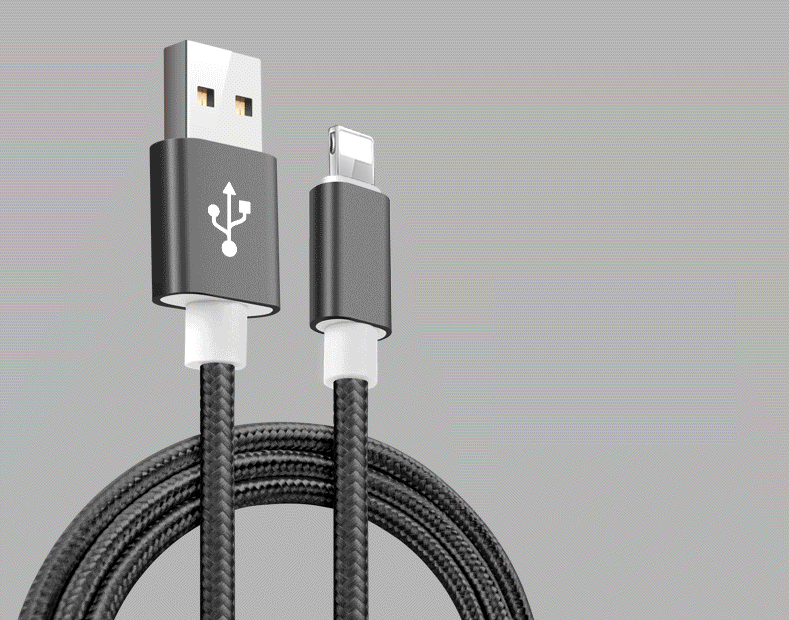 A-One Brand - USB till Lightning Kabel i Nylon - 3m - Svart
