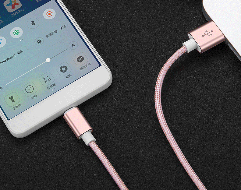 A-One Brand - USB till Lightning Kabel i Nylon - 3m - Rosa