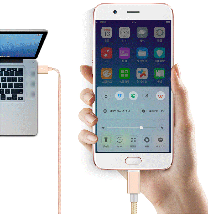 A-One Brand - USB till Lightning Kabel i Nylon - 3m - Rosa