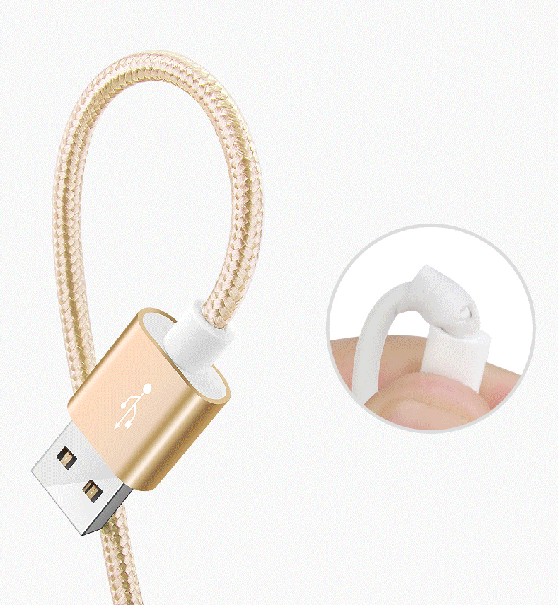 A-One Brand - USB till Lightning Kabel i Nylon - 3m - Rosa