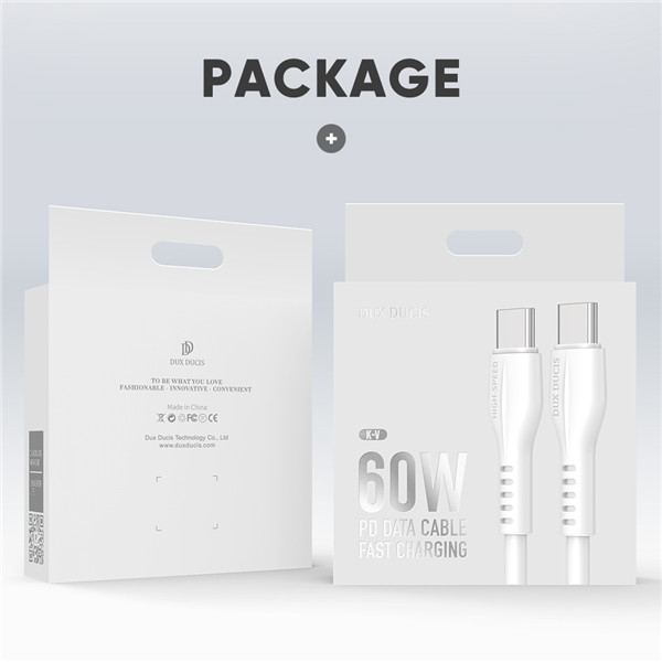 Dux Ducis - Dux Ducis USB-C till USB-C 60 W kabel - 2.4A, 1M - VIT