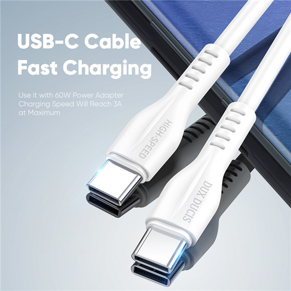 Dux Ducis - Dux Ducis USB-C till USB-C 60 W kabel - 2.4A, 1M - VIT