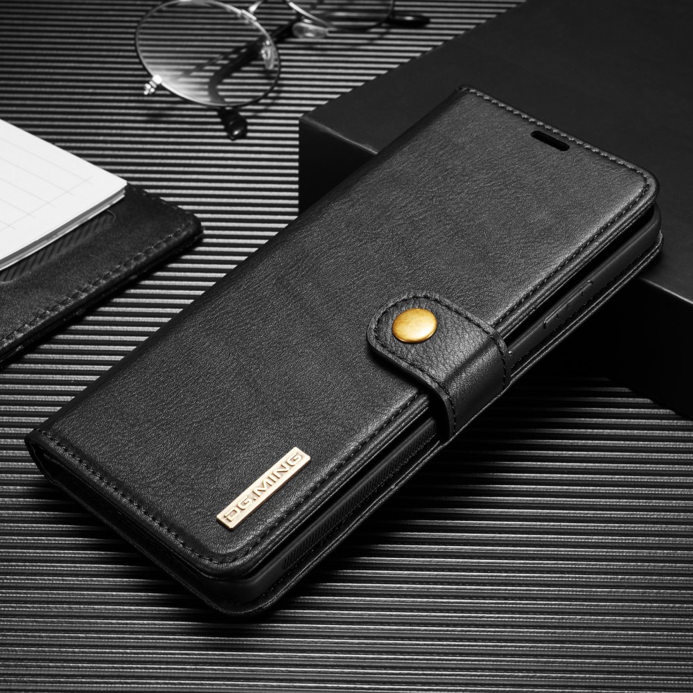DG.MING - DG.MING Äkta Läder Plånboksfodral Galaxy S21 Plus - Svart