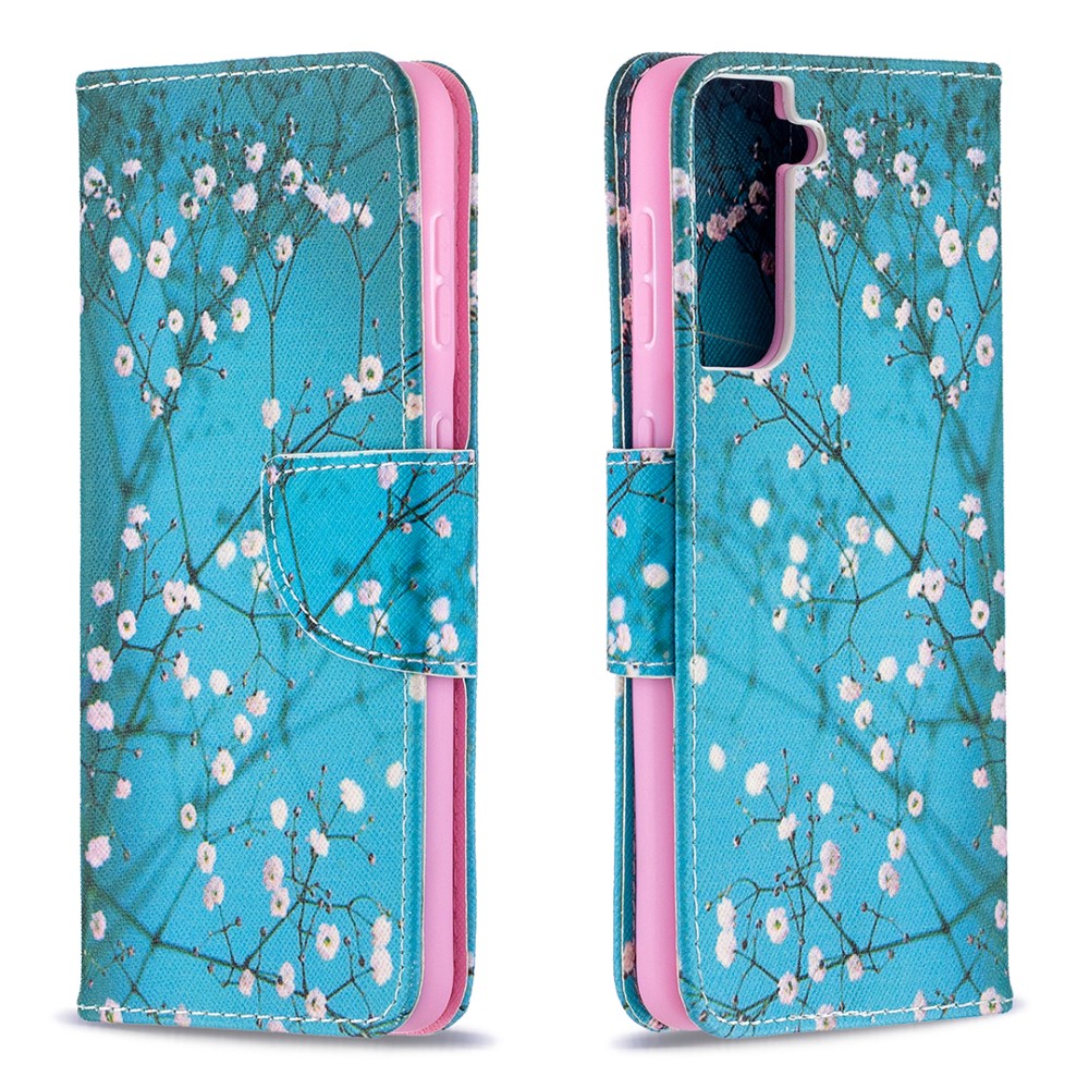 A-One Brand - Plånboksfodral till Samsung Galaxy S21 - Gröna Blommor