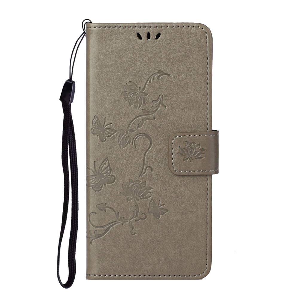 A-One Brand - Imprint Butterfly Plånboksfodral till Galaxy S21 Plus - Grå