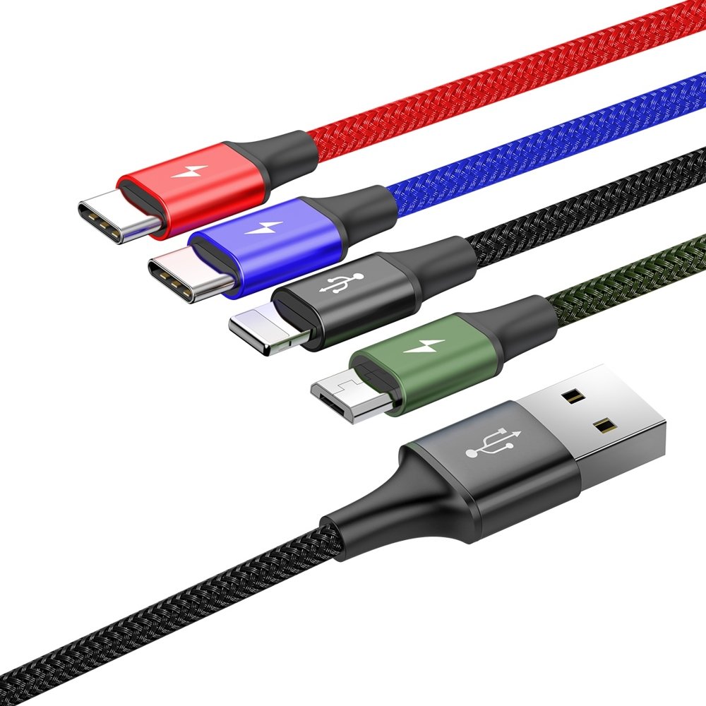 BASEUS - BASEUS 4in1 Lightning/2x USB Type C/microUSB cable 3.5A 1.2m black