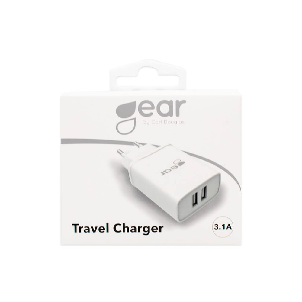GEAR - GEAR - Laddare 220V 2xUSB-A 3,1A - Vit