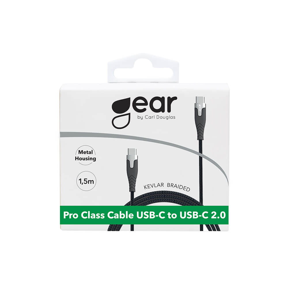 GEAR - GEAR Laddkabel PRO USB-C till USB-C 2.0 1.5m Svart