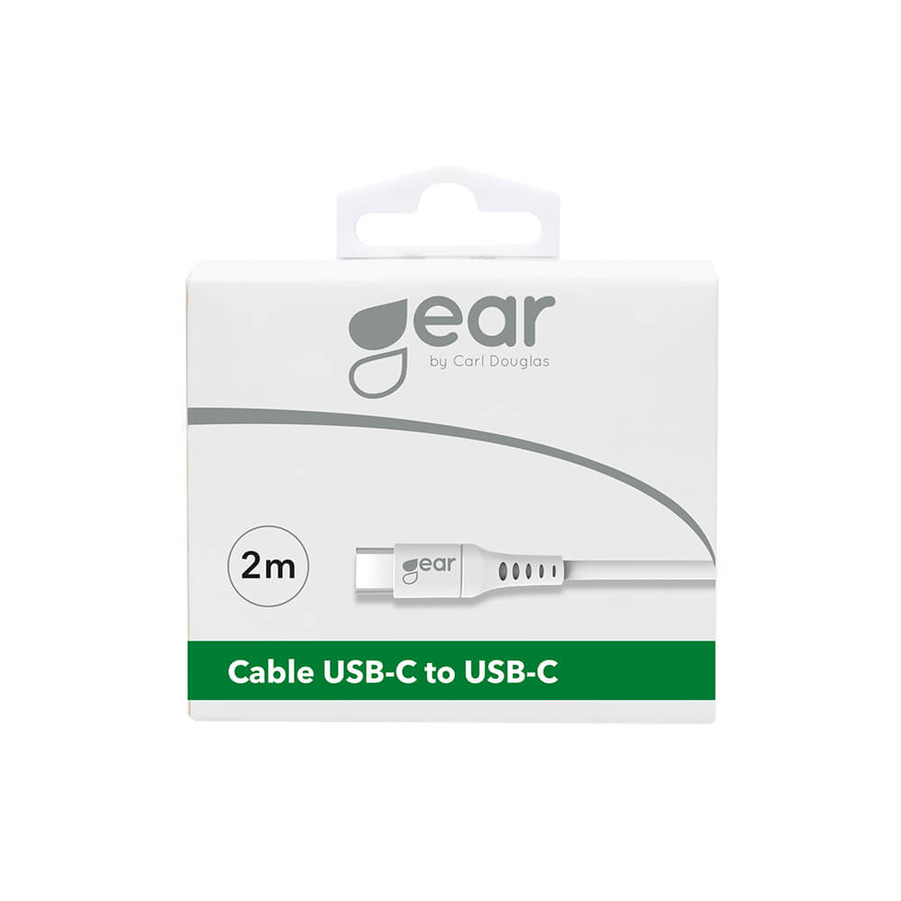 GEAR - GEAR Laddkabel USB-C till USB-C 2.0 1m Vit Rund Kabel