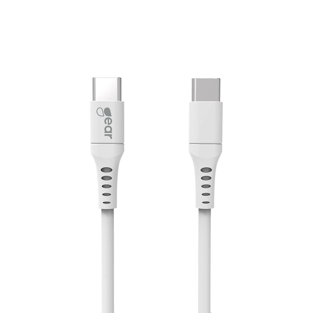 GEAR - GEAR Laddkabel USB-C till USB-C 2.0 1m Vit Rund Kabel
