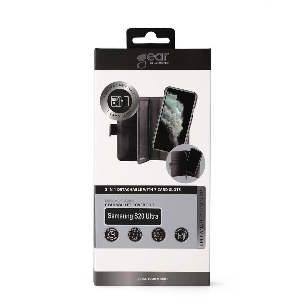 GEAR - GEAR Mobilfodral Svart 7 Kortfack Samsung S20 Ultra 2in1 Magnetskal