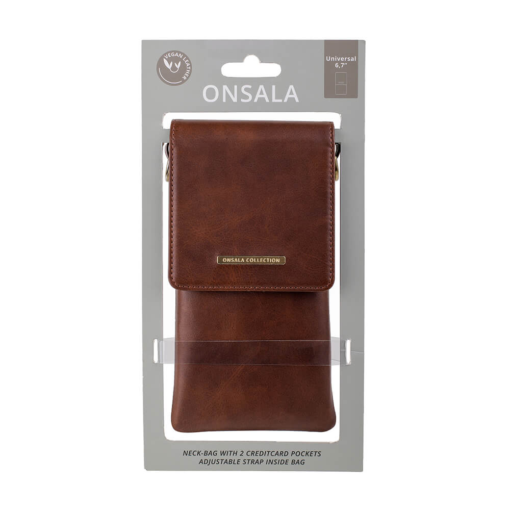 Onsala Collection - ONSALA Mobilväska med Halsrem Brun Universal 6.7