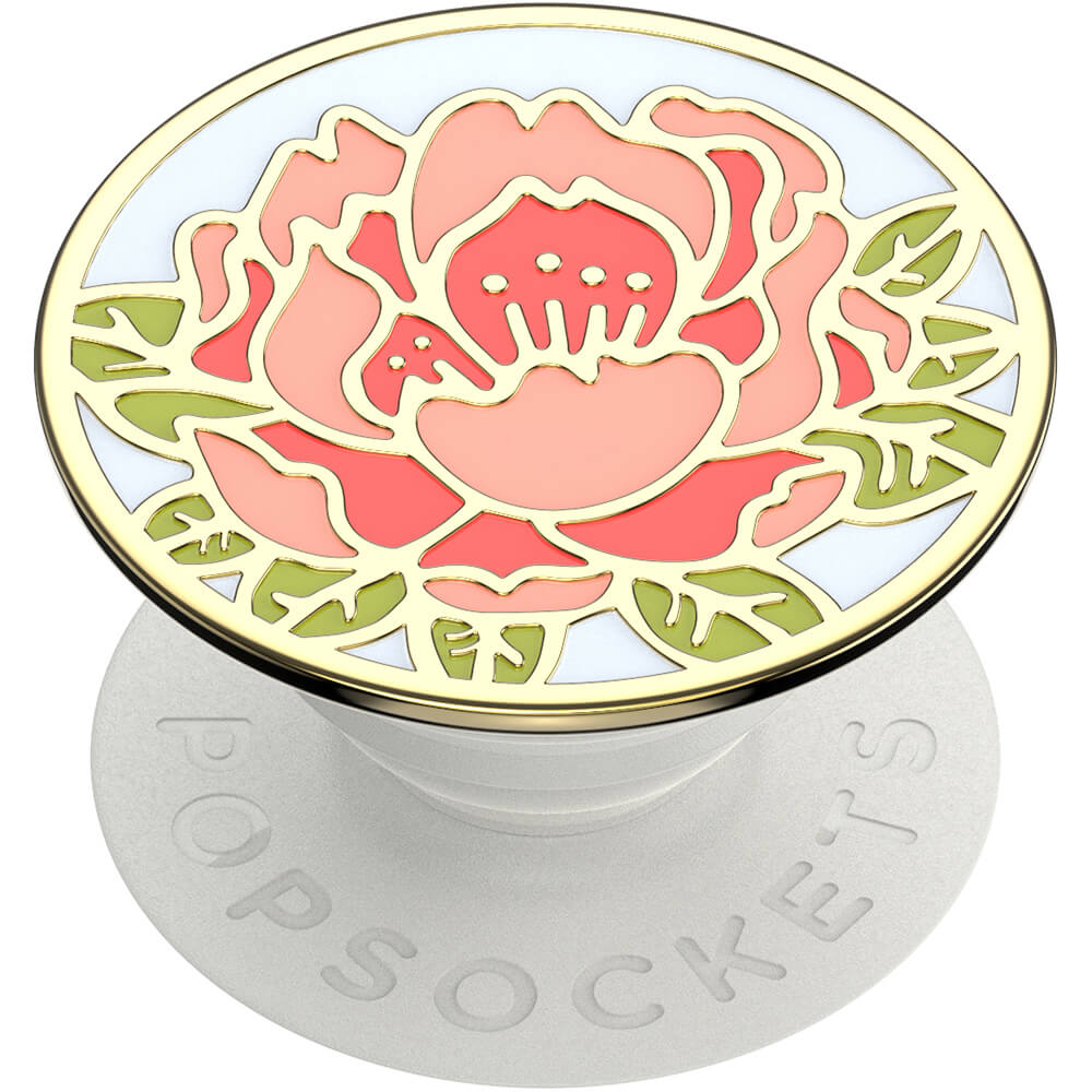 Alternativ bild 1 för PopSockets PopGrip - Fingergrepp/vikbart ställ för mobiltelefon - swappable - Enamel Blooming Peony Pink