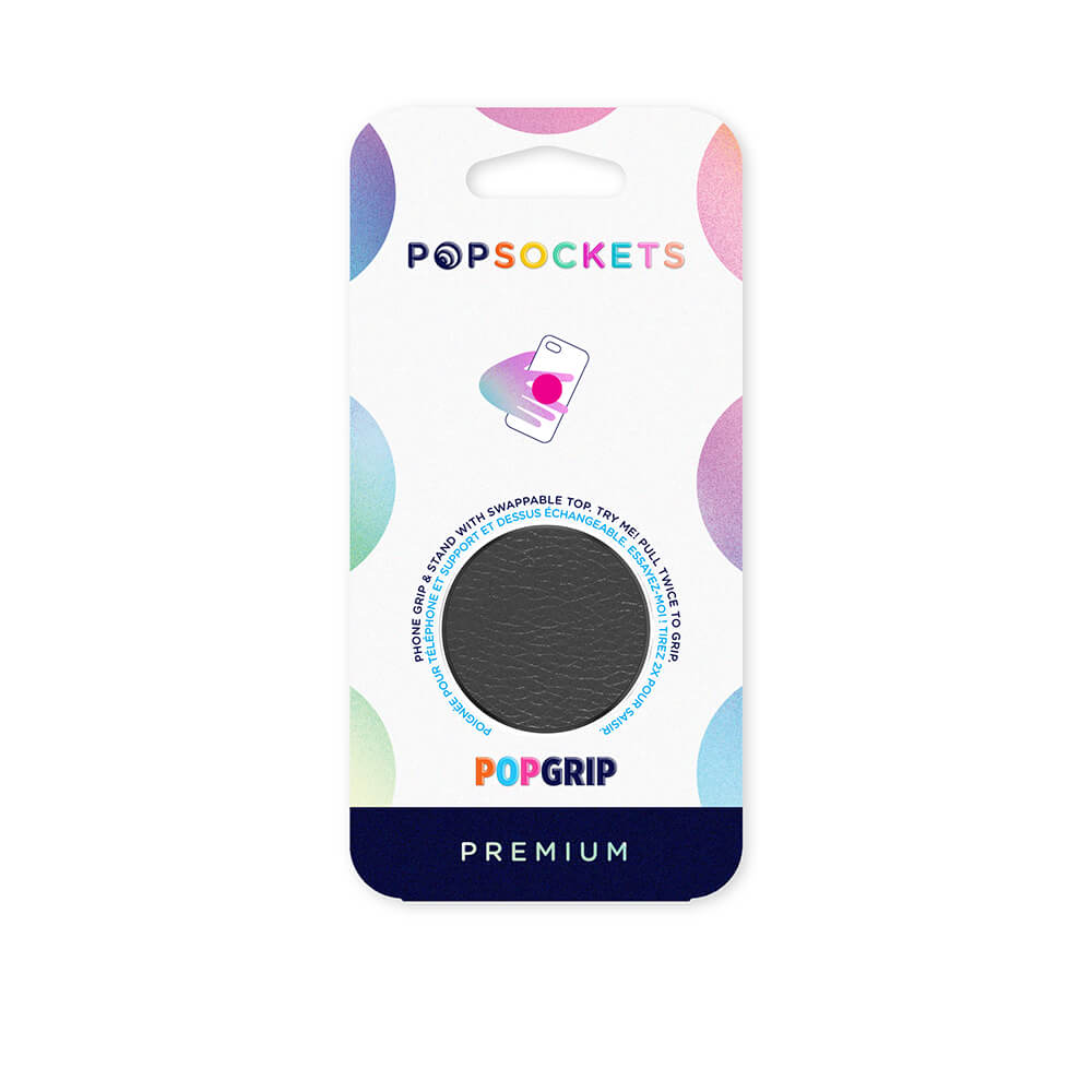 PopSockets - POPSOCKETS Pebbled Vegan Leather Black Avtagbart Grip