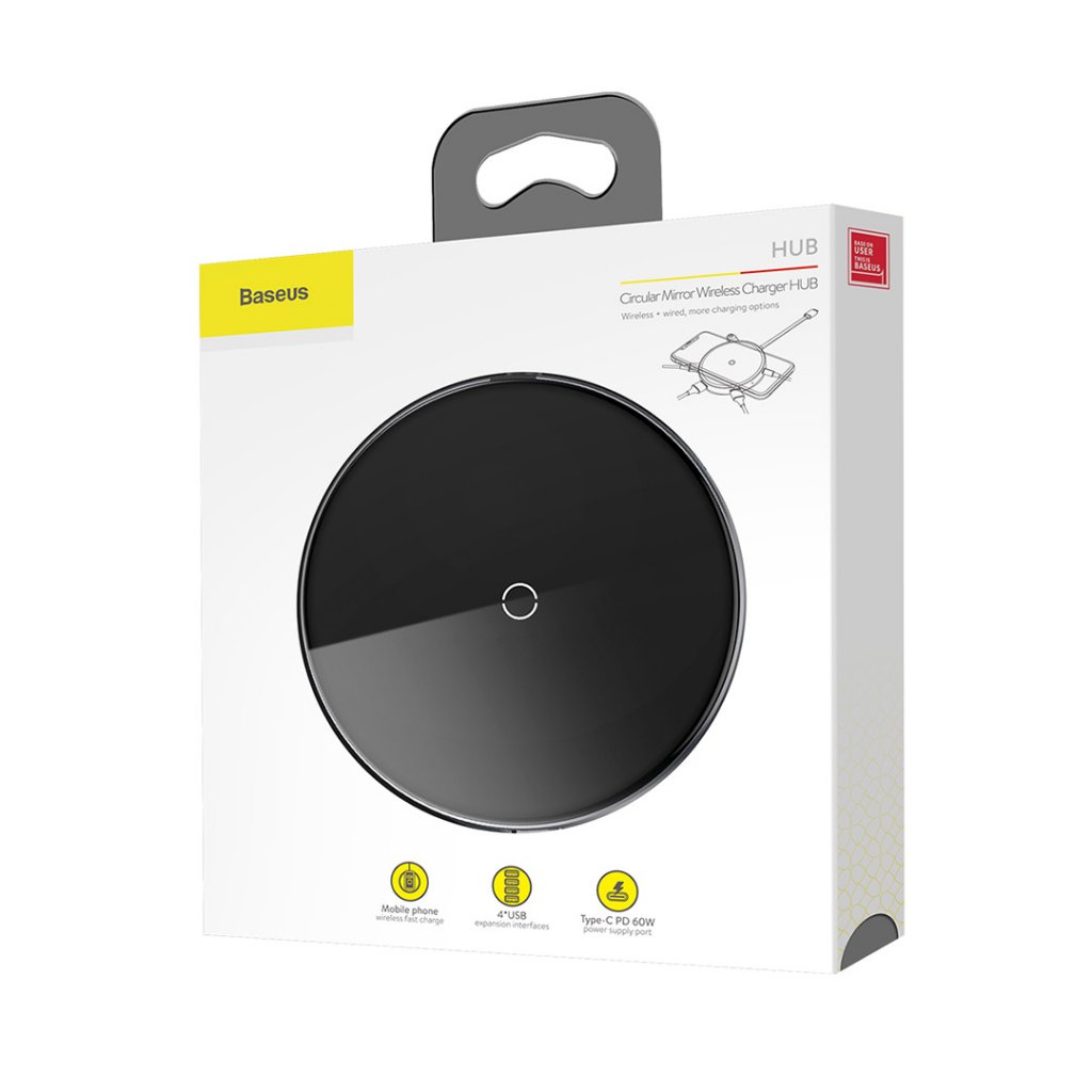 BASEUS
Baseus Mirror series Qi laddare och USB-C hub med 3xUSB 2.0 1xUSB 3.0 och PD