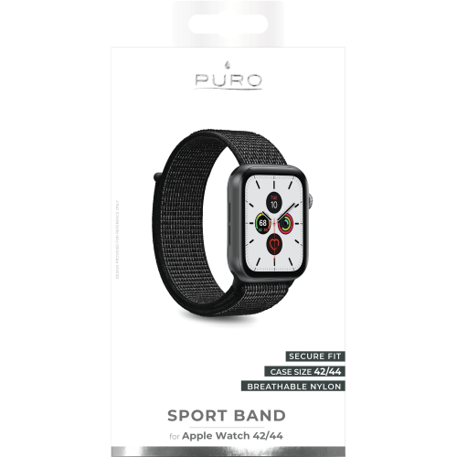 Puro Puro Nylon Apple Watch Band 42-44mm S/M & M/L - Svart 