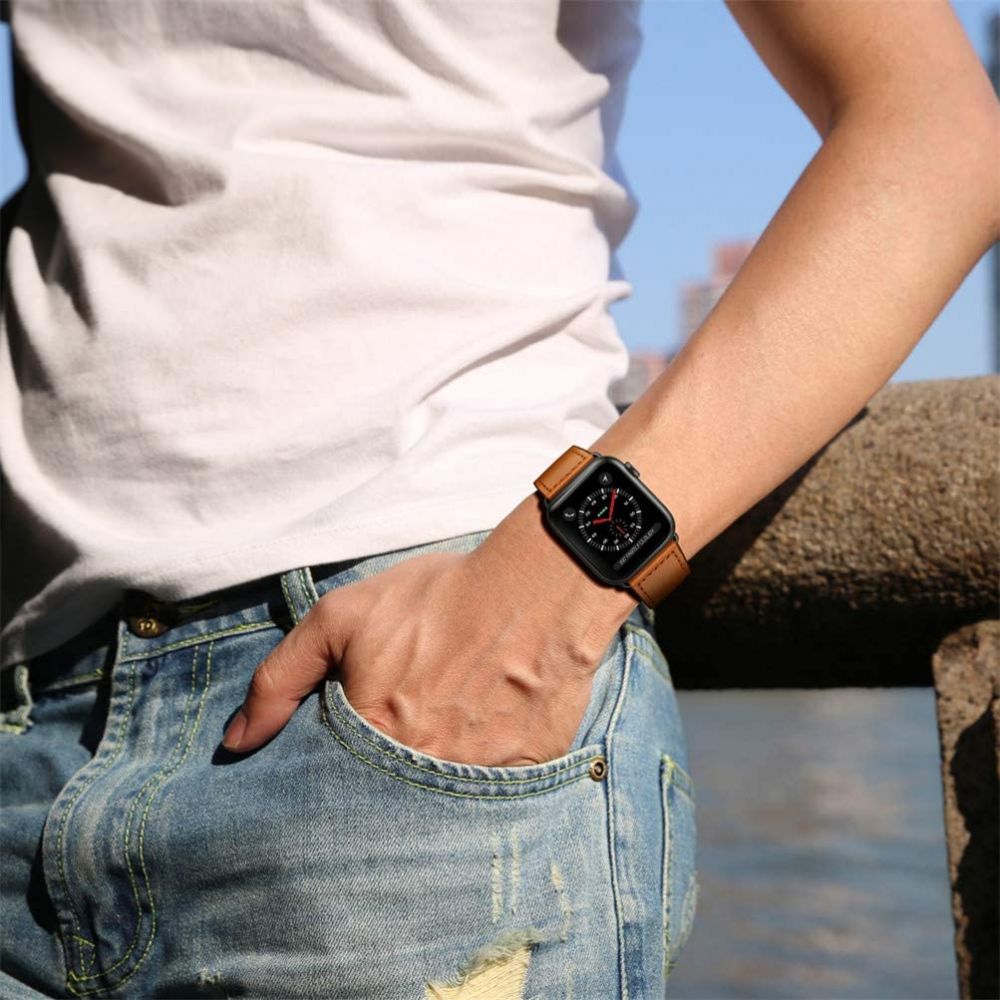 Tech-Protect - Tech-Protect Leatherfit Apple Watch 4/5/6/7/8/SE/Ultra (42/44/45/49mm) - Brun