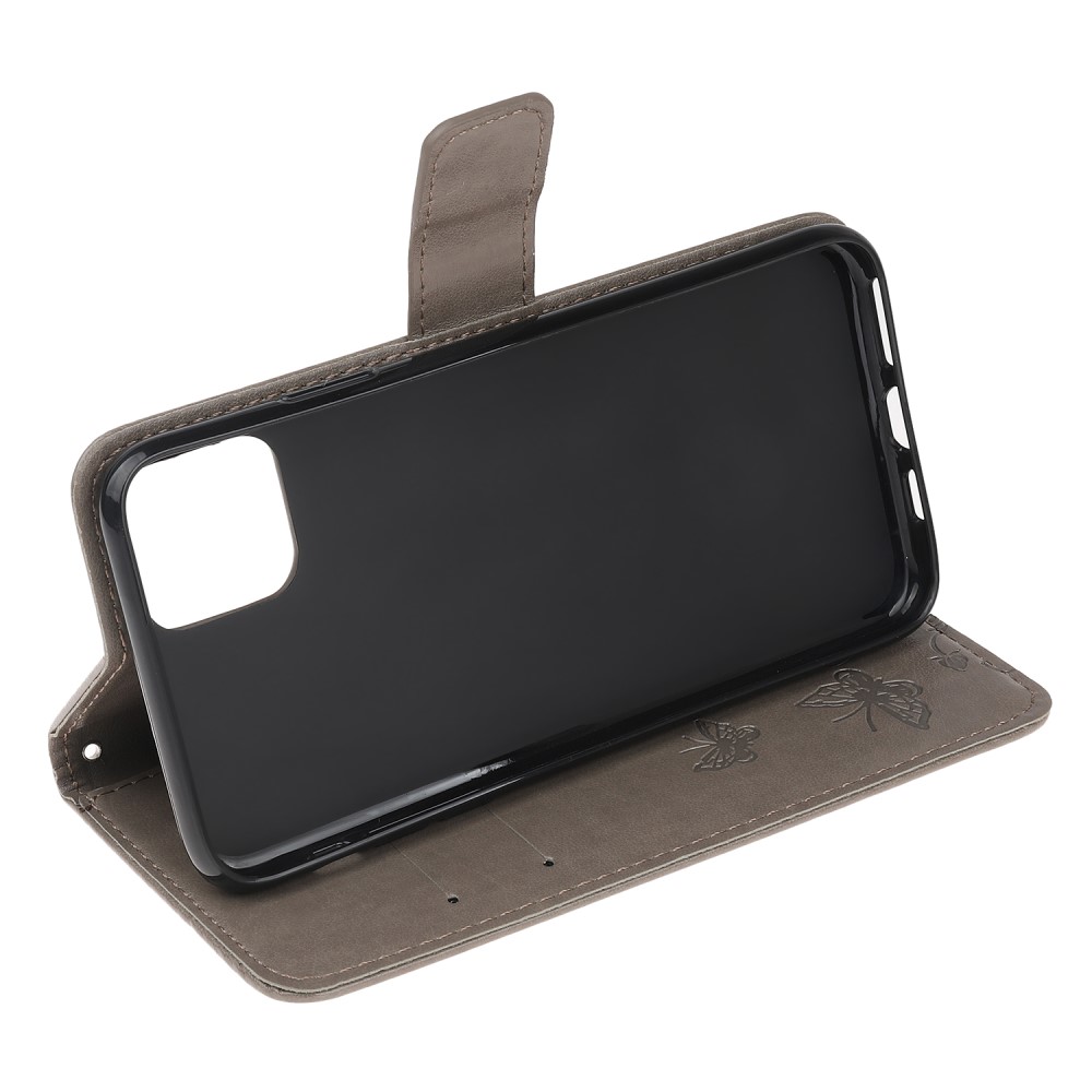 OEM - Imprint Läder Plånboksfodral iPhone 12 & 12 Pro - Grå