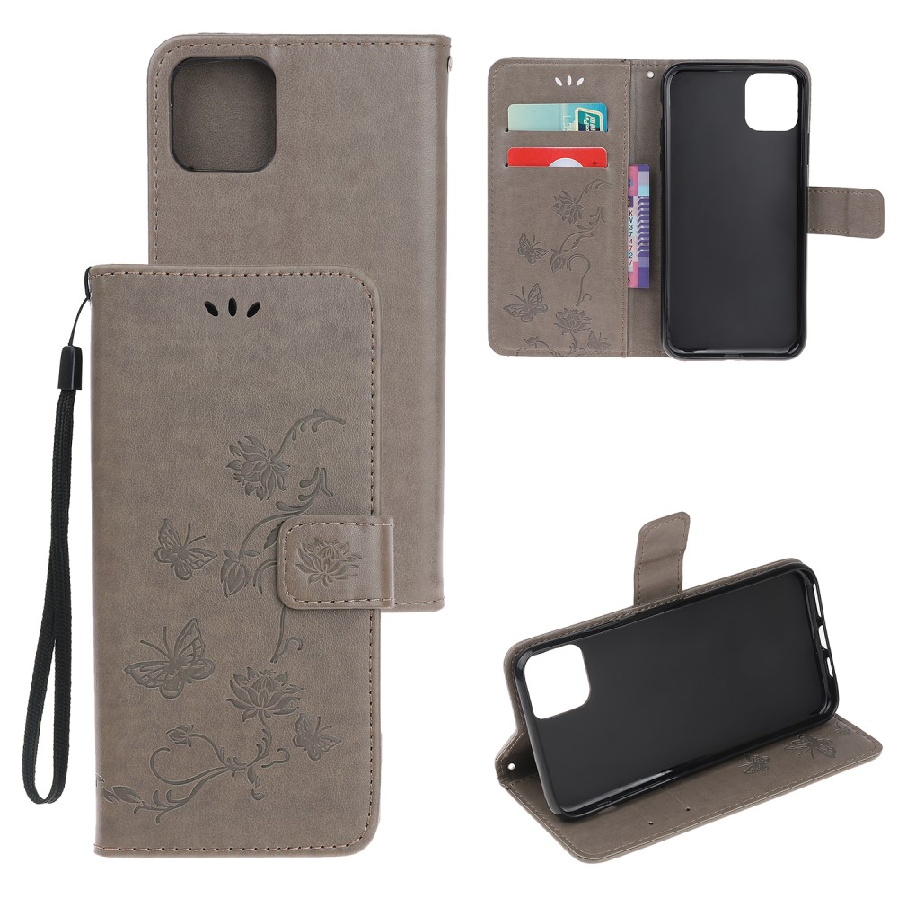 OEM - Imprint Läder Plånboksfodral iPhone 12 & 12 Pro - Grå