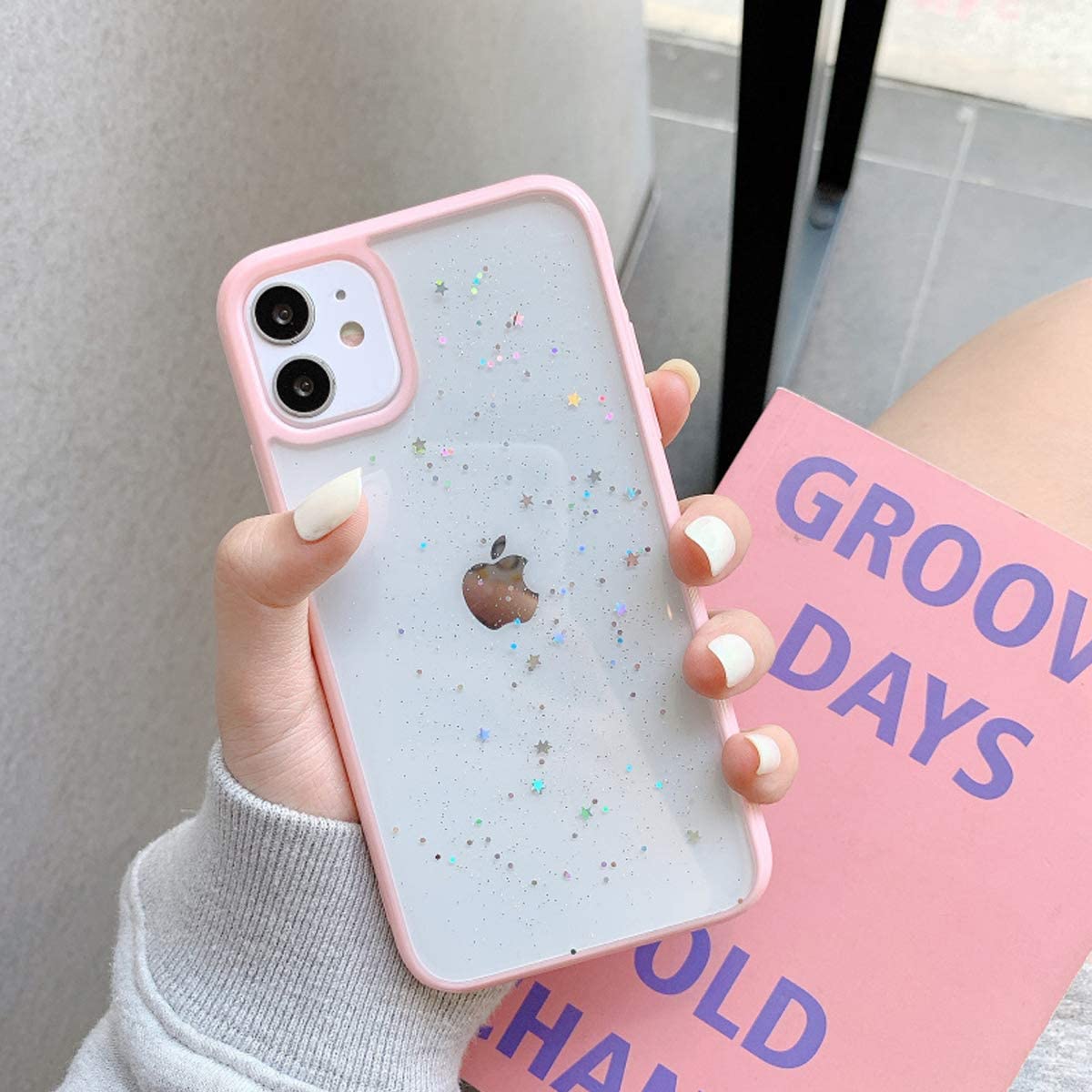 UTGATT1 - Bling Star Glitter Skal till iPhone 12 Mini - Rosa