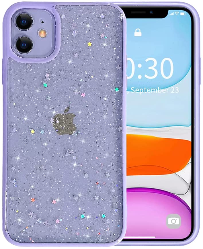A-One Brand - Bling Star Glitter Skal till iPhone 12 & 12 Pro - Lila