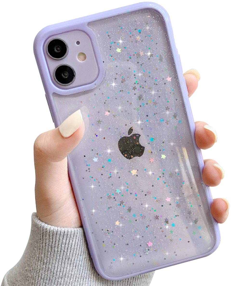 A-One Brand - Bling Star Glitter Skal till iPhone 12 & 12 Pro - Lila