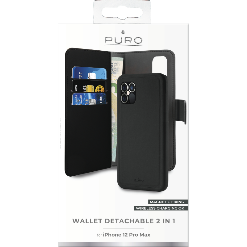 Puro
Puro - EcoLeather Detachable Plånboksfodral iPhone 12 Pro Max - Svart