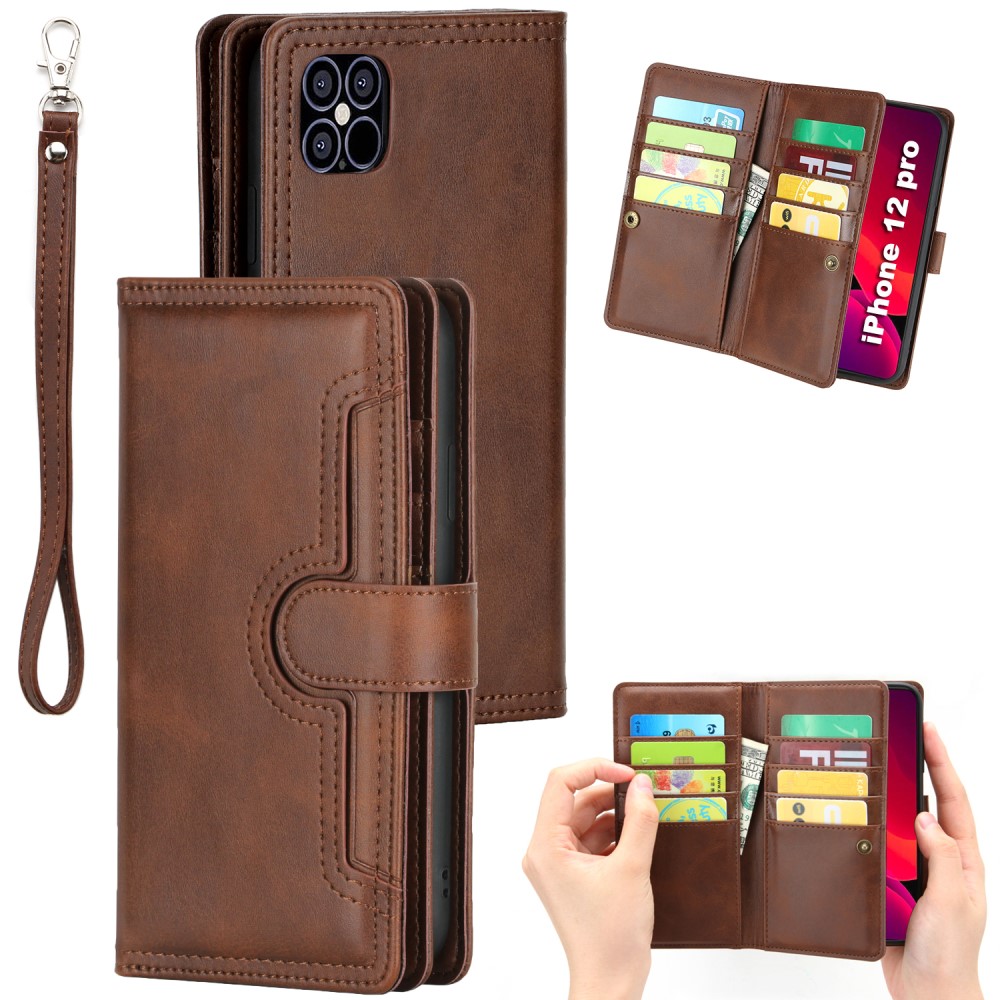 OEM
Multiple Card Slots Äkta Läder Plånboksfodral iPhone 12 & 12 Pro - Coffee