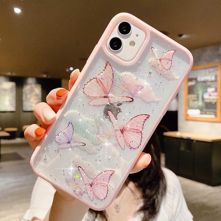 A-One Brand - Bling Star Butterfly Skal till iPhone 12 & 12 Pro - Rosa