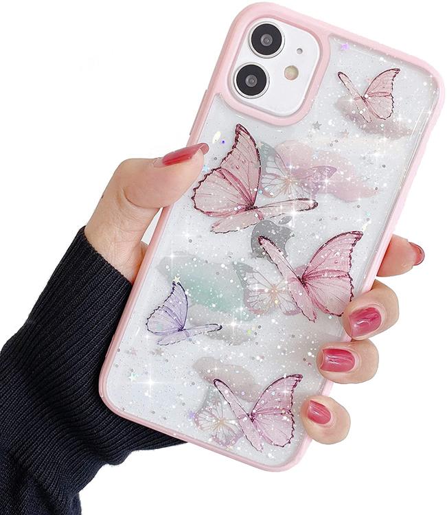 A-One Brand - Bling Star Butterfly Skal till iPhone 12 Pro Max - Rosa