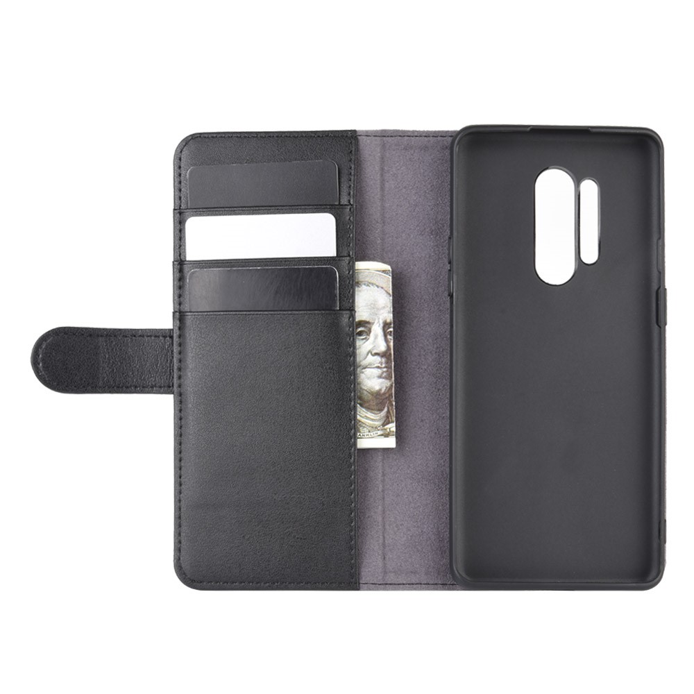 OEM - Äkta Läder Plånboksfodral OnePlus 8 Pro - Svart