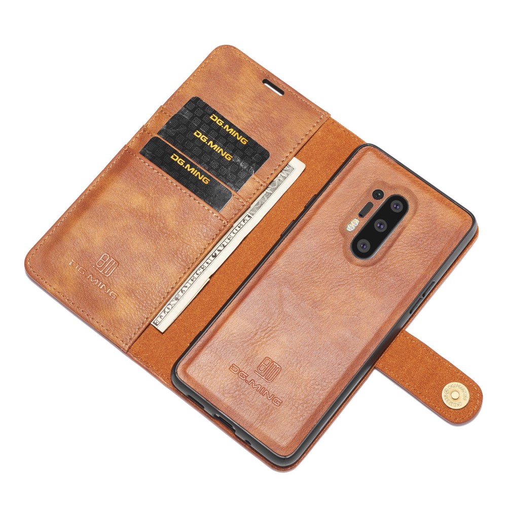 DG.MING - DG.MING Detachable Äkta Läder Plånboksfodral OnePlus 8 Pro - Brun