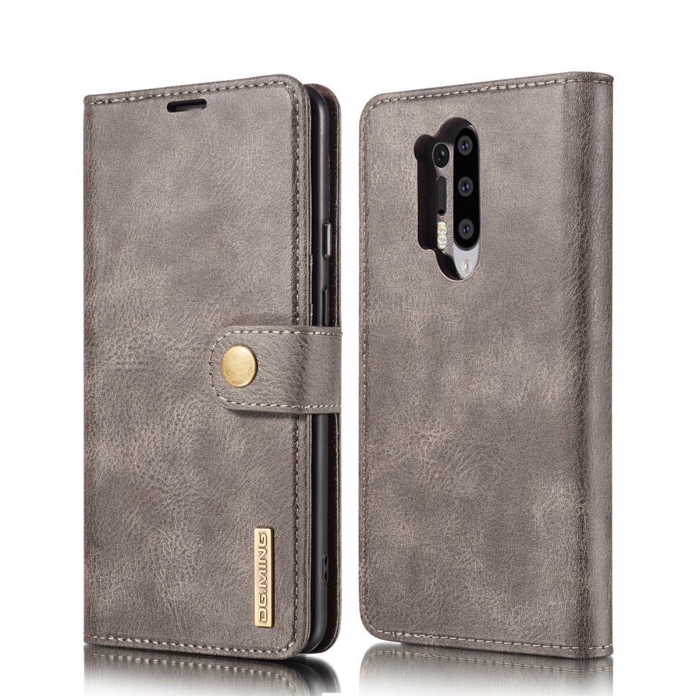 DG.MING - DG.MING Detachable Äkta Läder Plånboksfodral OnePlus 8 Pro - Grå