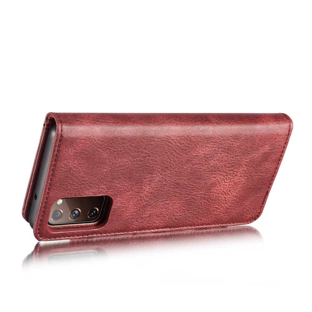 DG.MING - DG.MING Detachable Äkta Läder Plånboksfodral Samsung Galaxy S20 FE - Röd