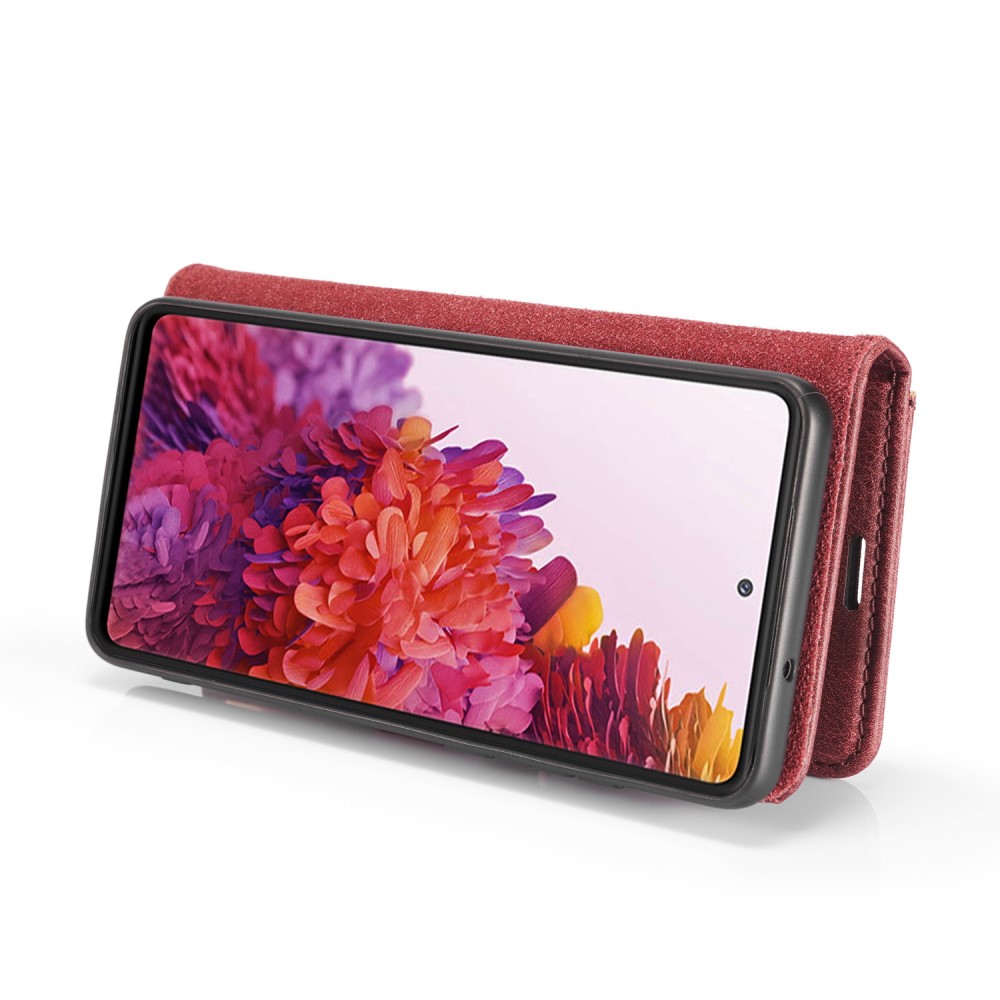 DG.MING - DG.MING Detachable Äkta Läder Plånboksfodral Samsung Galaxy S20 FE - Röd