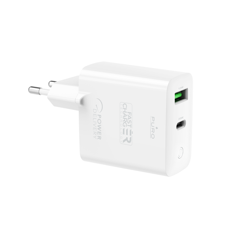 Puro - Puro – Väggladdare 12W , 1USB-C , 32W - Vit